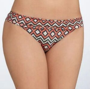 Sunsets Orange and Black Aztec Print Low Rise Bikini Bottoms Size XL New